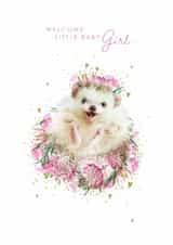 Cute New Baby Card - Hedgehog - Baby Girl created by Lola Design