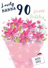 Traditional 90th Birthday card - For Nanna - Bouquet created by Katie Phythian Design