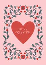 Pretty Valentine's Day Card - Folk Art Floral Heart - To My Valentine created by Sad Girl Illustration