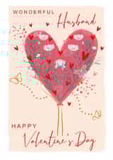 Classic Valentine's Day Card - For Husband - Love Heart Tree - Flowers & Butterflies created by SABIVO Design by Sabina