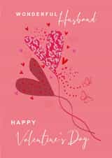 Traditional Valentine's Day Card - For Husband - Floral Love Heart Balloons created by SABIVO Design by Sabina