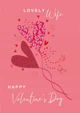 Traditional Valentine's Day Card - For Wife - Floral Love Heart Balloons created by SABIVO Design by Sabina