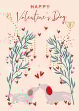 Pretty Valentine's Day Card - Dachshunds - Botanical Arch created by SABIVO Design by Sabina
