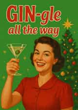 Funny Christmas Card - Gin Cocktail - Vintage Fifties created by AbiGoLucky