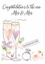 Traditional Wedding Card - Mrs & Mrs - Glasses created by Katie Phythian Design