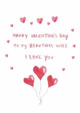 Romantic Valentine’s Day Card - For Wife - Beautiful Hearts created by HCD Illustration