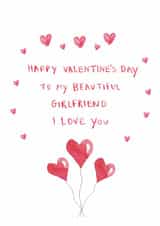 Romantic Valentine’s Day Card - For Girlfriend - Hearts created by HCD Illustration