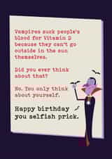 Funny Vampire Birthday Card – Cheeky, Dark Humour for a good friend created by Tainted Genie
