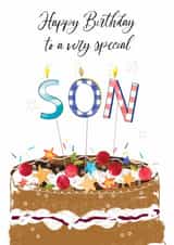 Traditional Birthday Card - For Son - Cake created by Katie Phythian Design