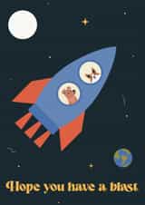 Cute Birthday Card - Dogs In Space created by Little Egret Design