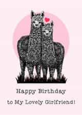 Cute Birthday Card - For Girlfriend - Alpacas created by Beth Higgins Art