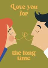Cute Valentine's Day Card - Love You For The Long Time created by Little Egret Design
