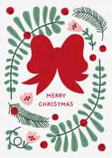 Classic Christmas Wishes – A Festive Card with Red Bow & Evergreen Charm created by Liina Lember