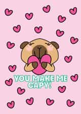 You make me capy cute capybara hugging heart created by Luella York