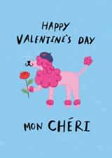 Cute Valentine's Day Card - Pink Poodle - Mon Chéri created by Dandelion Stationery
