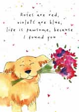 Cute Anniversary/Valentine's Day Card - Flowers - Dog created by Dandelion Stationery