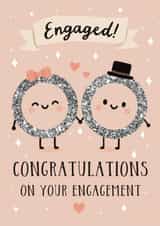 Cute Kawaii Engagement Rings Card – Congratulations on Your Engagement created by The Merry Giraffe