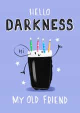 Cute Birthday Card - Hello Darkness My Old Friend - Guinness created by Emma Proctor