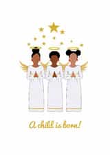 Rejoice! A Child is Born Christmas Card – Black Angels Design created by All Shades