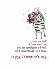 Funny Valentine's Card - Roses are Red - You're a Twat created by Dandelion Stationery