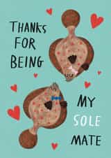Cute Valentine's Day Card - Thanks For Being My Sole Mate - Fish Pun created by Alice Mole Illustration