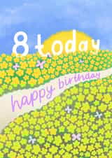 Cute 8th Birthday Card - Butterflies - Flowers created by Macie Dot Doodles