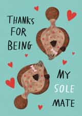Cute Anniversary/Valentine's Card - Thanks For Being My Sole Mate - Lesbian created by Alice Mole Illustration