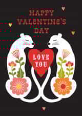 Arty Valentine's Day Card - Love Cats - Folk Flowers created by Maggie Magoo Designs