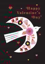 Arty Valentine's Day Card - Dove - Folk Flowers created by Maggie Magoo Designs