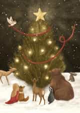 Classic Christmas Card - Woodland Animals - Christmas Tree created by Jo Couch