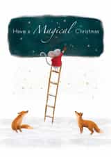 Cute Christmas Card - Have A Magical Christmas - Foxes And A Mouse created by Jo Couch