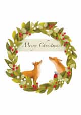 Cute Christmas Card - Foxes And A Mouse - Wreath created by Jo Couch