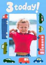 Personalised Birthday Photo Card created by Carla Ellis - Cute Birthday Card - 3rd - Cars And Trucks