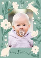 Personalised Birthday Photo Card created by Carla Ellis - Cute Birthday Card - 1st - Bunnies