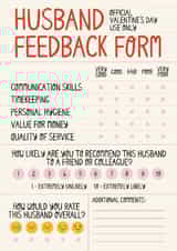 Funny Valentine’s Day Card - For Husband - Feedback Form created by Christine Cuddihy Illustration