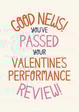 Funny Valentine’s Day Card - Good News - Performance Review created by Christine Cuddihy Illustration