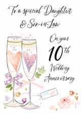 Traditional 10th Anniversary Card - For Daughter & Son In Law - Glasses created by Katie Phythian Design