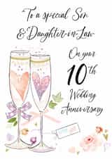 Traditional 10th Anniversary Card - For Son & Daughter In Law - Glasses created by Katie Phythian Design