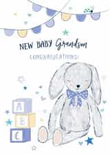 Cute New Baby Card - Grandson - Teddy Bear created by Katie Phythian Design