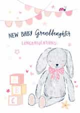 Cute New Baby Card - For Granddaughter - Teddy Bear created by Katie Phythian Design