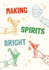 Hand Drawn Christmas Card featuring festive cocktail illustrations created by Poppet and Moose