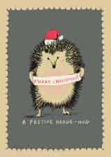 Cute Christmas Card - Hedgehog Hug created by Poet and Painter