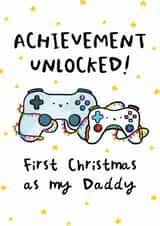 Cute Christmas Card - For New Dad - Achievement Unlocked Gamer - First Christmas created by Arrow Gift Co