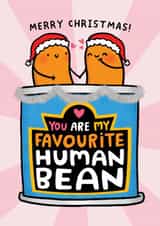 Funny Christmas Card - Favourite Human Bean Pun - For Partner created by Arrow Gift Co
