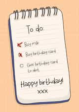 Funny birthday card for your loved ones - Shopping list created by Deadpixel