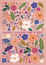 Pretty Valentine's Day Card - Wildflower Meadow And Hearts created by Eli the Goat