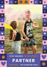 Personalised Valentines Day Photo Card created by Joanne Hawker - Classic Valentine's Day Card - Amazing Partner - Hearts And Stars