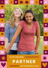 Personalised Valentines Day Photo Card created by Joanne Hawker - Classic Valentine's Day Card - Amazing Partner - Hearts And Stars Frame