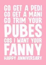 Naughty Anniversary Card - For Her - Go Get A Pedi created by Blind Faith