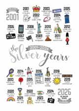 Cute Anniversary Card - 25th Silver Wedding - Life Events - 2021 created by Eskimo Kiss Designs